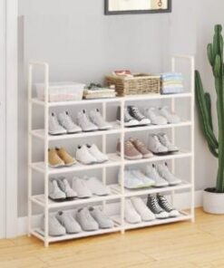 Double row 5 layer multipurpose rack for shoe and decoration
