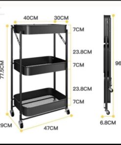 3 Tier Fold Away Trolley Made in China (Metal Basket And Pipe)