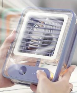 Rechargeable Battery Operated Mini Usb Fan With Mist Water Spray Mini Cooler With Led Night Light Mini Ac Personal Air Cooler Desk Fan For Office Kitchen Home