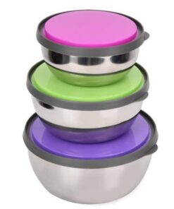 Food Container 3 Piece Steel Bowl 12 cm 14 cm 16 cm