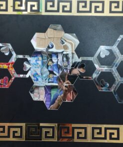 Acrylic Ring Hexagone Mirror Wall Sticker With Hearts