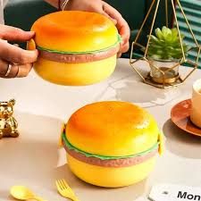 Cute & Interesting Kids Burger Shape Lunch Box With Spoon
