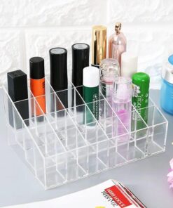 24 Grid Acrylic Lipstick and Makeup Organizer - Cosmetic Box Makeup Jewelery Box