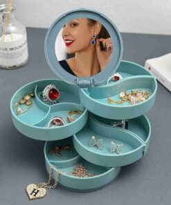Jewellery Organiser Box Rotating With Mirror Portable Storage Box Organizer Vanity box