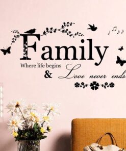 Family Love Never Ends Quote Vinyl Wall Sticker