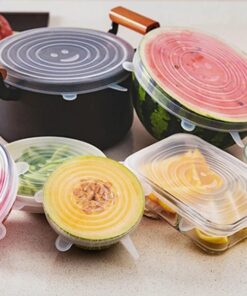 6 Pcs Silicone Cover Stretch Lids for Kitchen Microwave Food Covers Bowl Caps Elastic Silicone Lid Cap Universal Adaptable Lids