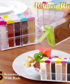 6pcs Seasoning Spice Kitchen Jar set with Crystal Tray (with Box Packing)