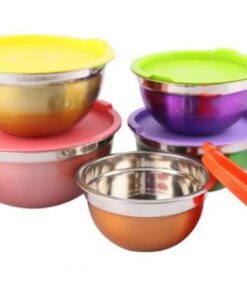5 Pieces Colour Salad Bowl Stainless Steel Bowl Set With Box