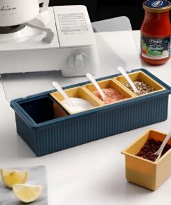 4pcs Detachable Spice/Masala Rack/Box with Spoon and Transparent LID Cover with Box