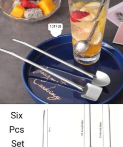 Stainless steel spoon with straw 6pcs set