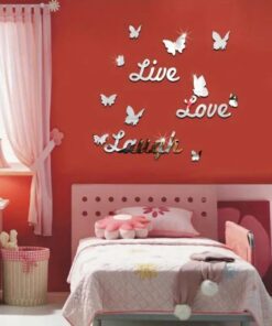 1set Love Live Laugh+Butterfly Mirror Wall Sticker English Letter 3d Three-dimensional Self-adhesive