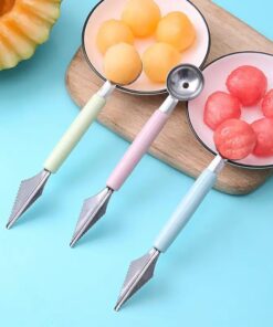 Stainless Steel Melon Baller and Carving Knife Set - Dual-Purpose Fruit Scooper and Cutter for Watermelon, Cantaloupe, and Ice Cream - 1pcs Kitchen Gadget and Household Item for Easy Fruit Picking and Serving