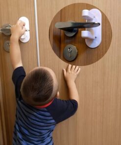 Easy-Install Safety Door Lever Lock - Durable ABS, No Tools Needed, Secure Your Home Instantly with Adhesive Backing