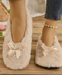Winter Indoor Cozy Breathable Warm Slippers, Fluffy Faux Fur Soft Sole Barefoot Feel, Non-slip Plush Lined Floor Shoes