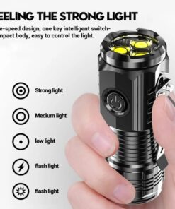 Led Mini Flashlight 3 Mode Home Portable Waterproof Usb Charging Long Battery `
