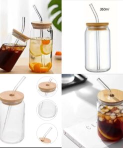 Glass jar with straw 350ml