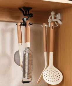 Adhesive Wall/Ceiling Hooks, Removable Plastic Hanging Hooks with Multi-Level Buckle Adjustment - Unfinished Easy Install Key Hook for Cabinets, Kitchen, Bathroom, Office, Entryway