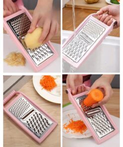 1pc Stainless Steel Multi-Functional Kitchen Gadget - Fruit & Vegetable Slicer, Garlic Grinder, Potato & Cucumber Shredder