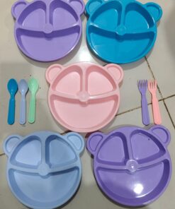 Bear shape plate set with spoon   5 plate 2 spoon & 3 fork