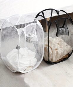 [1pc Collapsible Mesh Laundry Basket] Minimalist Mesh Laundry Basket – 1pc Collapsible Polyester Dirty Clothes Storage Hamper | Hand Washable, Non-Printed, No Edge Paint
