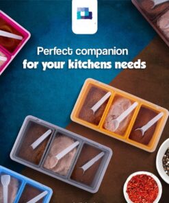 3 in 1 partition kitchen seasoning box, masala box set ,detachable partitions , spice jar container , kitchen storage