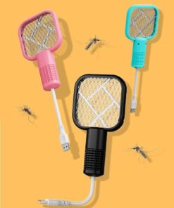 Mini USB Electric Mosquito Racket, Rechargeable Summer Fly Swatters Trap, Mosquito Swatter UV Light Sharp Sparking Racket