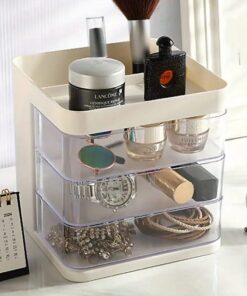 Plastic 3 layer dream Organizer Rotating Makeup Organizer,Layered Cosmetics Storage Box Makeup Stationary Organizer | Practical Cosmetic Organizer Desk Makeup Organizer for Cosmetics Stationery