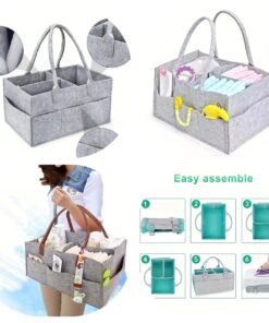 Large Capacity Felt Diaper Bag with Side Pocket And Zipper Diaper Storage - Perfect for New Moms