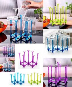 Plastic Folding Glass Stand Cup Holder Kitchen Accessories Home Storage Rack For Living Room