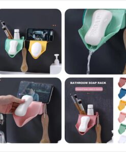 V-Shaped Wall-Mounted Soap Dish with Storage - Durable Plastic, Space-Saving Bathroom Organizer