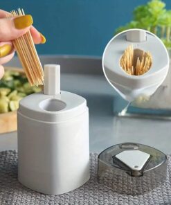 1pc Creative Automatic Toothpick Dispenser, Large Capacity Hand Press Pop-Up Toothpick Container, Portable PP Material for Kitchen, Office, Hotel, Living Room, Bedroom