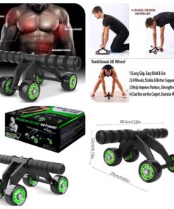 Metal 4-Wheel Abdominal Exercise Roller For Man & Woman Tools