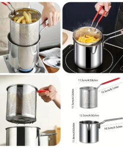 Stainless-Steel Deep Fryer Pot with Strainer Basket ( 221 )