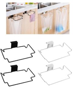 Stainless Steel Trash Bag Holder, Over-Cabinet Door Mount, Kitchen Waste Bin Rack, Unfinished Finish - Convenient Garbage Storage Solution