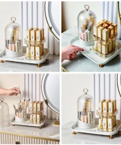 360° Rotating Makeup Brush Box Lipstick Organizer