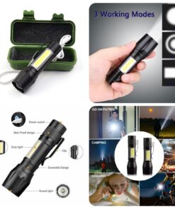 Mini USB Rechargeable Flashlight Torch Zoom Lamp