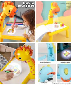 Children Projection Drawing Board LED Projector Drawing Table Toys Kids Projector Painting Board Desk Projection Painting Toy Graffiti Early Education Writing Board  Household Erasable Toys