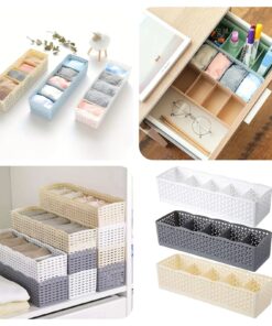 1Pcs 5 Grids Storage Basket Wardrobe Organizer Plastic Container For Socks Underwear Colorful Makeup Organizer Storage Box
