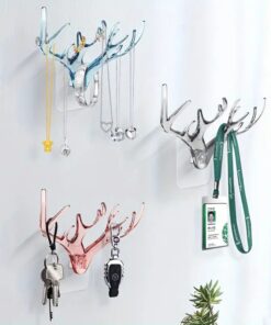 Deer Antler Wall Hooks - Fashion Plastic Wall Mount Easy Install Coat Hangers for Clothes, Hats, Bags, Keys - Decorative Rustic Hook Set for Entryway, Bedroom, Bathroom, Kitchen, Office