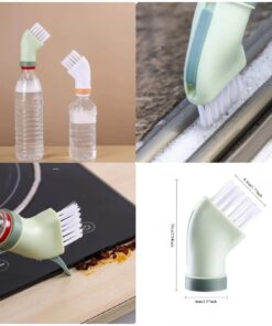 2-in-1 Multi-Purpose Cleaning Brush, Connectable to Mineral Water Bottles, Wet and Dry Use, Corner and Crevice Brush Head, Plastic Material, Uncharged Power Mode