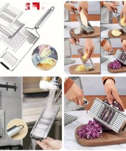 4 in1 Vegetable Slicer Stainless Steel Shredder Cutter Multi-Purpose Vegetable Slicer Cuts Set Manual Fruit Carrot Potato Grater