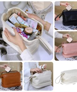 Double layer leather cosmetics pouch SK