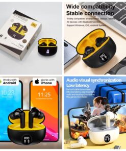 TWS Wireless Earbuds, Bluetooth 5.3 Headphones in Ear with HiFi Stereo , ENC Noise Cancelling Mic Wireless Earphones, Bluetooth Ear Pods Dual LED Display,  USB-C,