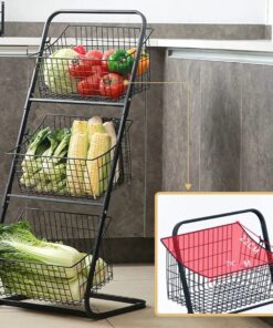 3 Layer Best Metal Storage Basket - Versatile Organizer for Fruits, Vegetables, Spices & More - Stackable & Removable Design for Kitchen, Bathroom & Home Decor, Basket Storage, Shelf Baskets