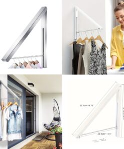 Metal Aluminum Wall Mount Adjustable Clothes Hanger Rack Bracket for Laundry Organization Closet Storage System