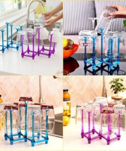 Plastic Folding Glass Stand Cup Holder Kitchen Accessories Home Storage Rack For Living Room