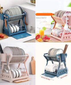 Plastic Kitchen Dish Rack - Holds Up to Plates, New & Improved Design