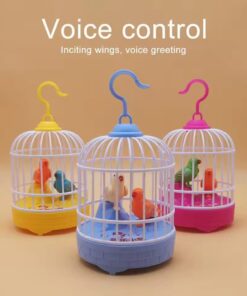 Cell Operated Birds Cage Toy Voice Control Vivid Appearance Festival Gift Electric Voice Control Induction Sound Bird Cage For Baby