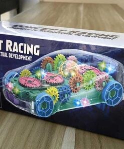 Kids Flashing Electric Racing Car Toys Transparent Light Colorful LED Music Mechanical Gear Vehicle Luminous Model Children Gift