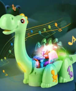 Funny Electric Transparent Gear Dinosaur Toy With Universal Walking Lights Music Electronic Dinosaur Children's Educational Toys (Cell Operated)